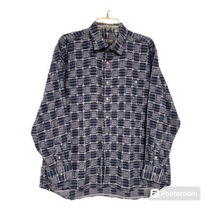 Ex Ctyle Classic shirt mens XXL button down long sleeve faux patchwork chambray